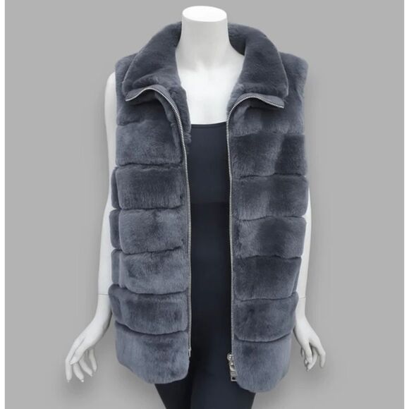 Suprema Grey Mink Fur Nylon Jacket - Picture 1 of 5